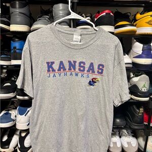 Embroidered Kansas Jayhawks Gray T-Shirt Size Large